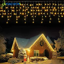 Cortinas de hadas de carámbano LED para decoración al aire libre, luces de Navidad, caída de 4M, cascada de 0,4-0,6 m, para fiesta, jardín, casa, boda