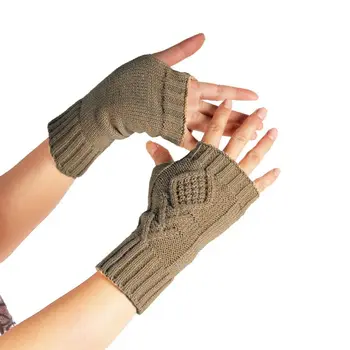 

Female Winter Half Finger Computer Gloves Women Wild Knit Touch Screen Glove M6CD