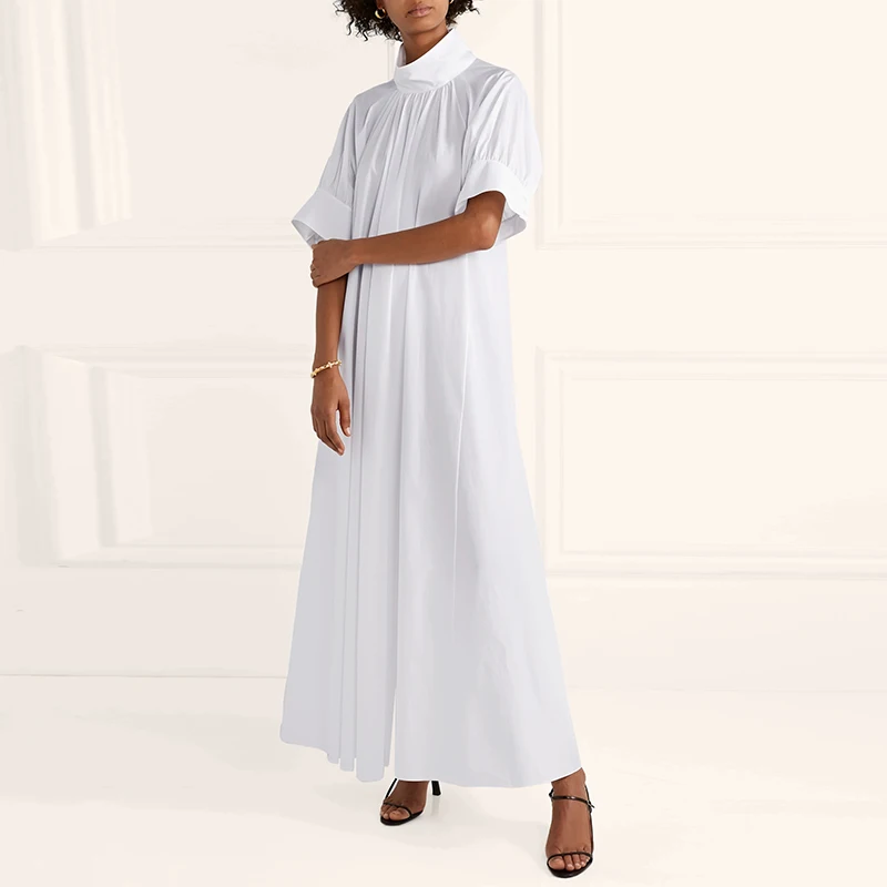 Casual Loose Solid Sundress Robe Elegant Party Long Dresses VONDA Women Long Maxi Dress Autumn Turtleneck Long Sleeve Dresses