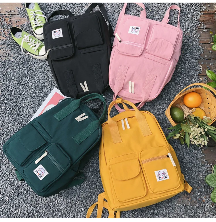 Модный однотонный женский рюкзак, повседневный школьный ранец, Студенческая девочка, большой размер, корейский рюкзак, Харадзюку, холщовые рюкзаки для путешествий
