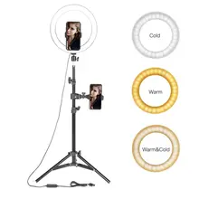 Anneau lumineux LED 10 pouces avec support trépied pour photographie, accessoire de selfie pour smartphone, idéal pour Youtube, maquillage ou studio vidéo