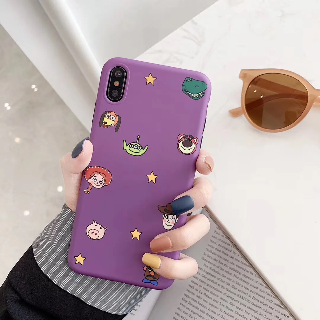 

Cartoon Cute Story Buzz Lightyears three-eye phone case for iphone X XS MAX XR 6 6S 7 8plus purple matte IMD case Capa Coque