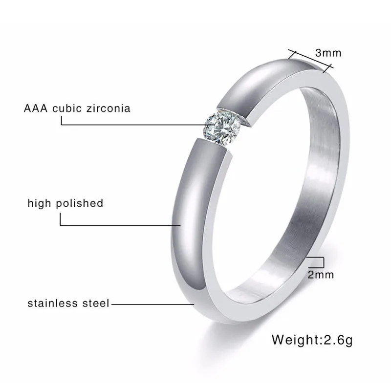Обручальные кольца для мужчин и женщин ZORCVENS серебряного цвета из нержавеющей стали CZ обручальное кольцо с камнем