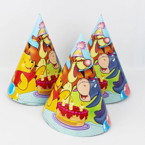 Hat 6pcs Winnie the Pooh Kids Birthday Party Decoration Set Winnie Birthday Party Supplies Baby Birthday Party Pack event party supplies - Цвет: Hat 6pcs