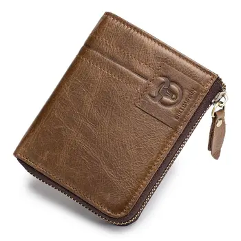 

New BULL CAPTAIN Cow Leather Men Wallet Fashion Coin Pocket Multifunction Men Purse High Quality Male Card ID Holder(Brown)