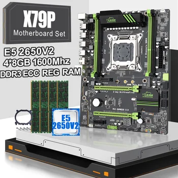 

X79P LGA 2011 motherboard set with Xeon E5 2650V2 and 4x8GB=32GB 1600MHz DDR3 ECC REG memory ATX USB3.0 SATA3 PCI-E NVME M.2