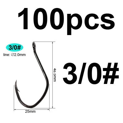 100pcs size 310 100 шт. пресновидная Морская рыбалка с высоким содержанием углерода Сталь колючей крючок для сома большой Baithook охотиться на рифовых и морских окуней тунец окунь 8 6 1/0 2/0 3/0 - Цвет: 100pcs size 310