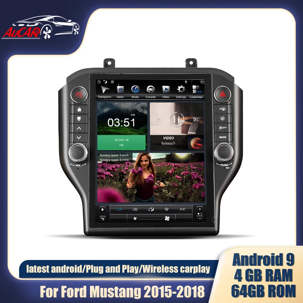 Автомобильная стереосистема для Ford Mustang 2015 2018 навигация GPS Careplay встроенный Bluetooth 3D