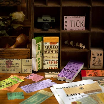 

Language Free Closed-toe Material Present Voucher Pavilion Series Vintage Hand Account DIY Tearable Decoration Base Paper 50 int