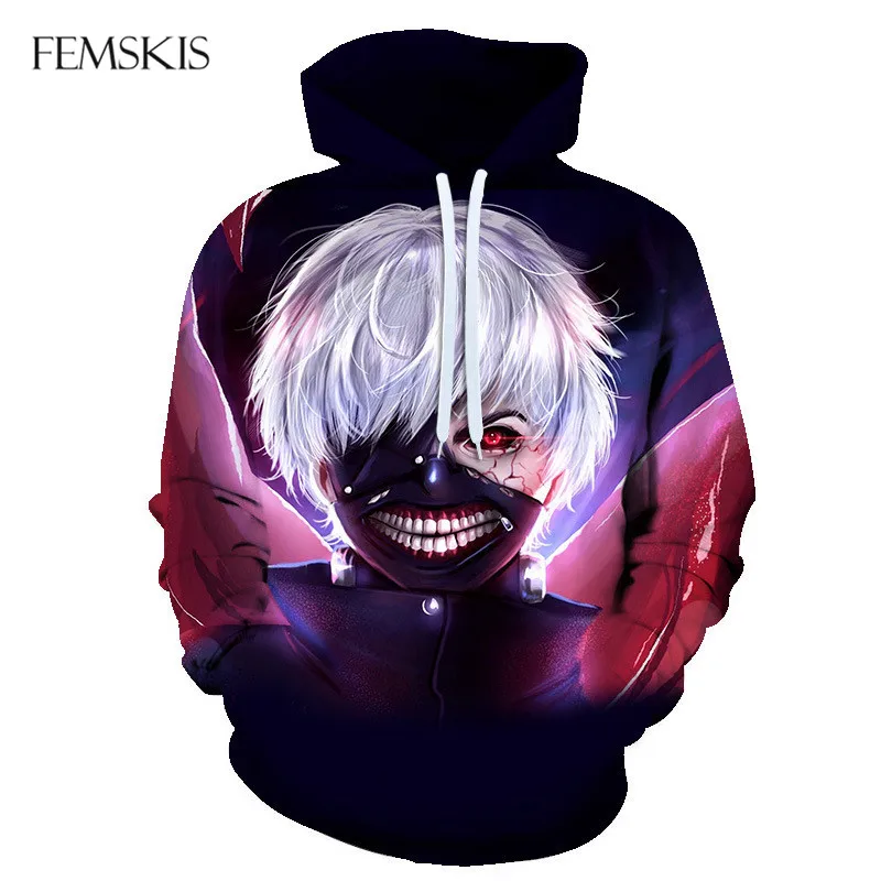 

FEMSKIS Classic Anime Tokyo Ghoul 3D Hoodies New Fashion Hoodie Tokyo Ghoul Harajuku Hip Hop Hoody Men Women Hooded Sweatshirt