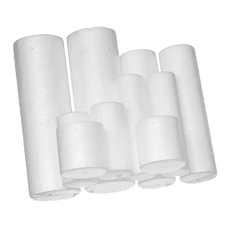 10Pcs Craft Foam - Cylinder Shaped Foam for DIY Home Craft Project, Christmas Tree, Table Centerpiece, White Polystyrene Foam