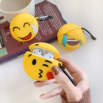 

Funny Smile Expression Silicone Earphone Case For Airpods 1 2 Wireless Bluetooth Headphone Headset Cover Charging Box