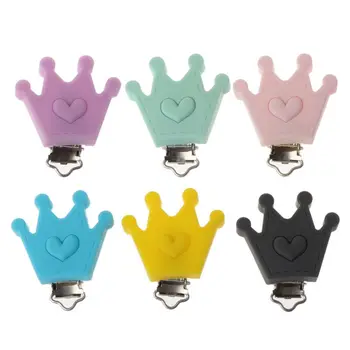 

Baby Pacifier Clip Soother Teether Crown Shape Silicone Safe Holder Saliva Towel Support Anti Fall Newborn Infant Feeding Suppli