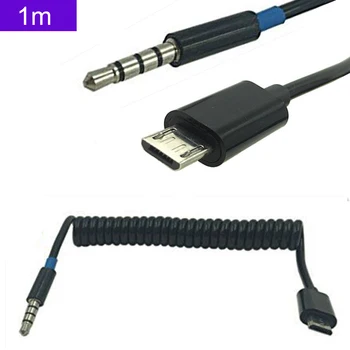 

3Ft Spiral Coiled USB Micro 5PIN to ST 3.5 plug Cable