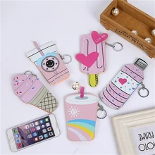 Creative Coin Purse Mini Styling Purse Child Coin Card Small Bag Keychain Bag Girls Purse Cartoon Fun Drink Coin Bag