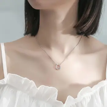 

Female Sterling 925 Necklace Normcore Style Branch Circle Pendant Simple Versatile Necklace