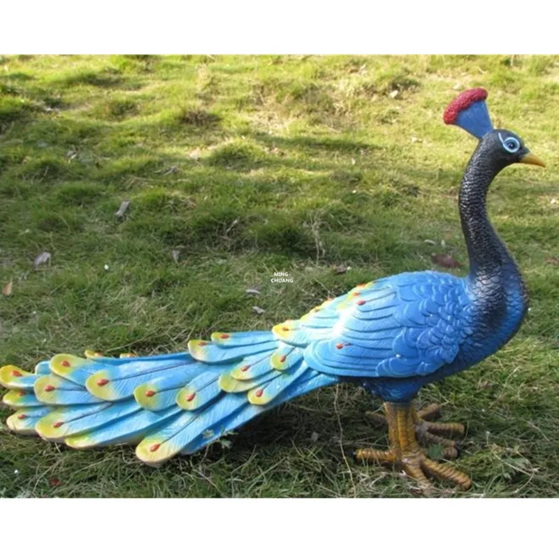 1" имитация статуя животного Peafowl бюст сад полная длина портрет счастливый предметы мебели GK фигурка игрушки 38 см V950 - Цвет: Синий