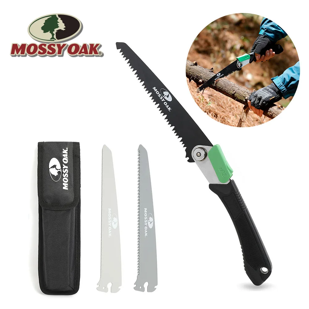 Mossy Oak-Sierra plegable 3 en 1 para acampada, podadoras para jardín, sierra plegable para carpintería, podadoras de árboles, herramienta de jardinería con bolsa