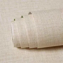2022 New Style  Decorate Wallpaper BeigeLinen Water-Proof Self Adhesive Vinyl WallPaper For Living Room Bedroom Shop Home Decor