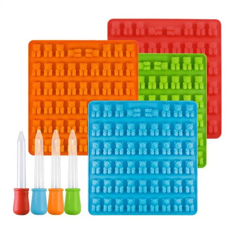 Silicone Form Mold Gummy Bear Shape Jelly Cake Candy Tray With Dropper Rubber Chocolate Manufacture | Дом и сад