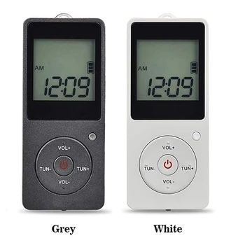 

Portable FM / AM Radio LCD Display Radio Conference Receiver with Earphone Sports Peeter(White)