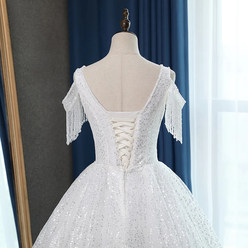 Fansmile, бисерные рукава, Vestido De Noiva, кружевные свадебные платья, размера плюс, Индивидуальные свадебные платья, свадебное платье, FSM-055F