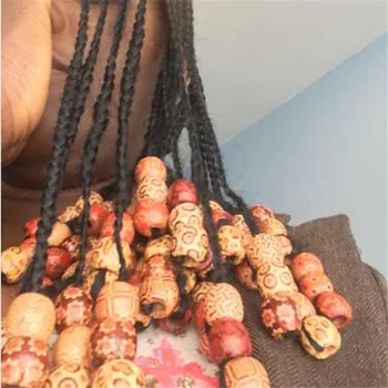 

1.3cm Big Size Hole Wooden Hair Beads Wood African Hair Braid Tube Rings Dreadlock Accessories Hair Jewelry For Dreadlock