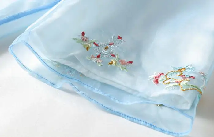 Летний китайский стиль женская синяя вышивка 3/4 рукав Cheongsam блузка Топ, женские топы и блузки Chipao рубашка