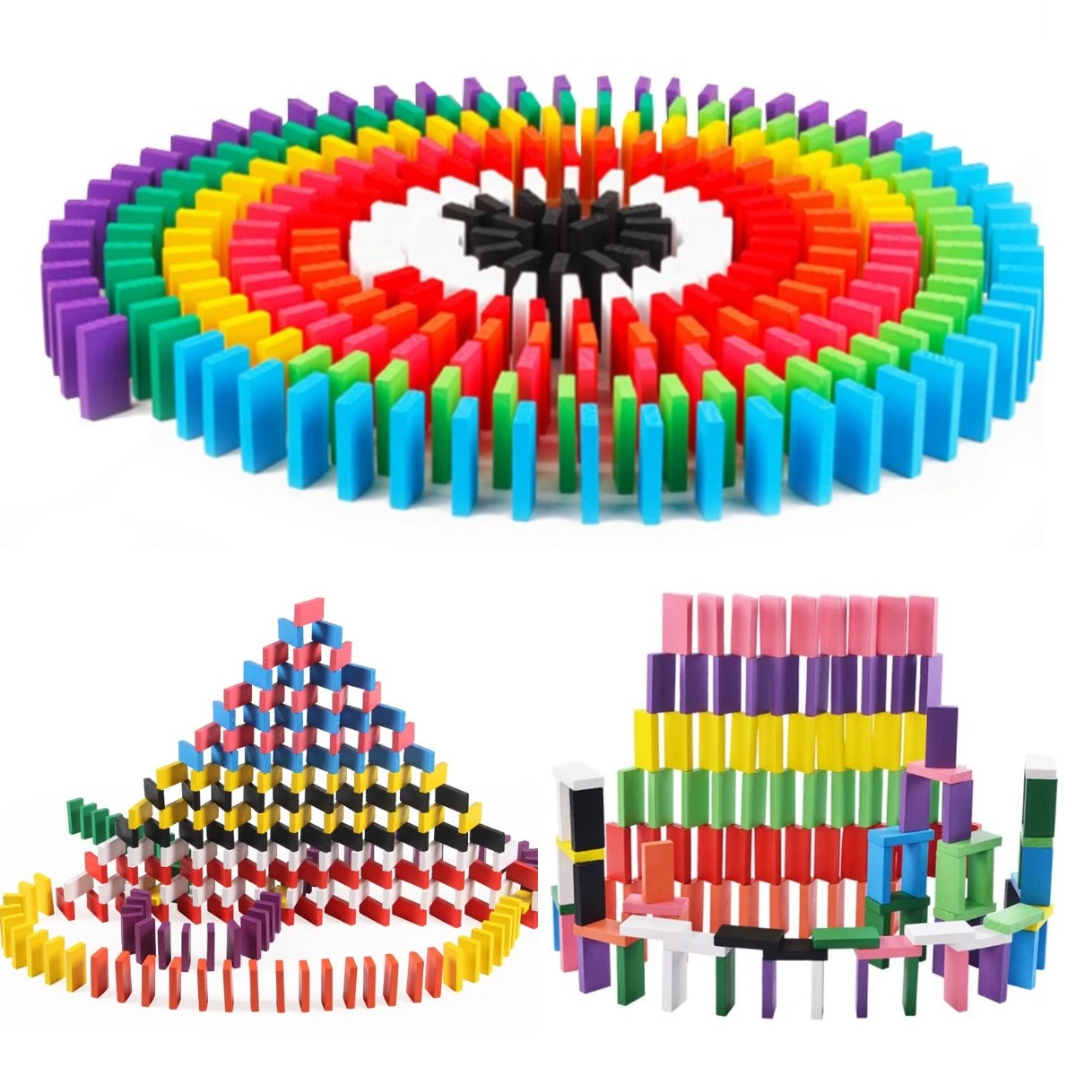120 unids/set colorido dominó bloques de rompecabezas juguetes de madera para niños de Montessori Aprendizaje Temprano juego de dominó juguetes educativos regalo