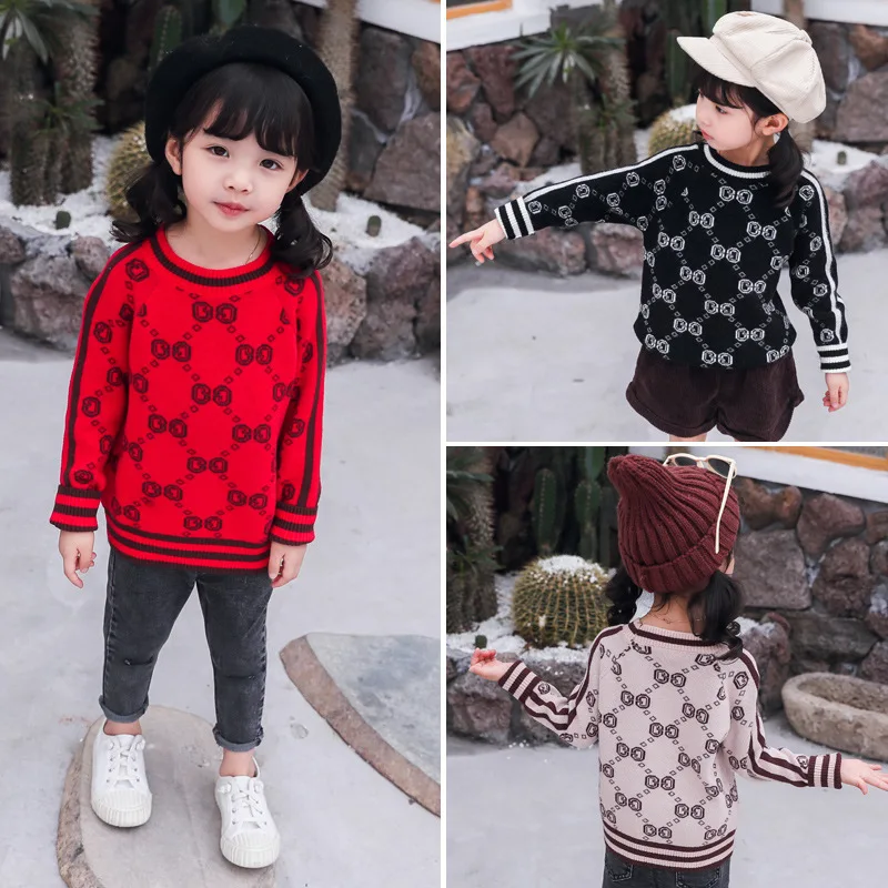 

Brand LEHNO Girls Sweater Pullover 2019 New Children's Sweater G Word Autumn