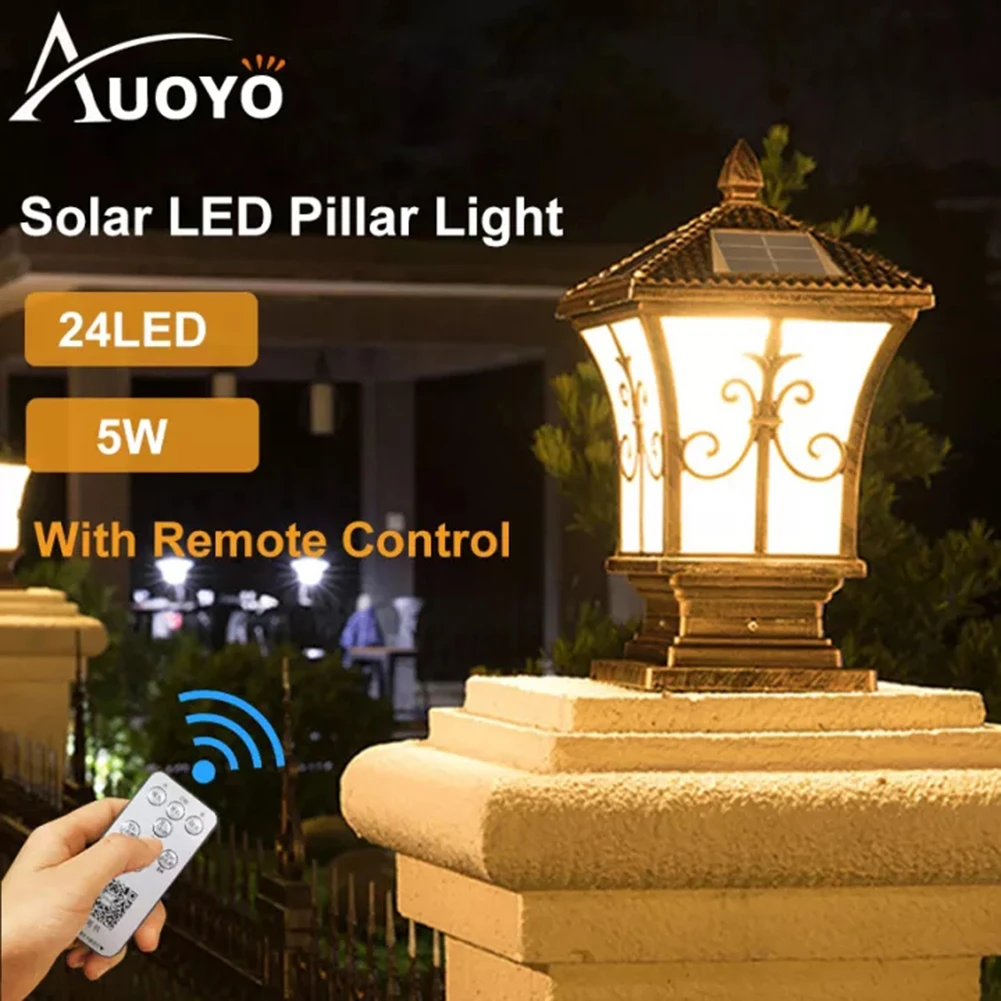Outdoor Waterproof 5W Solar Powered LED Light Post Lamp Garden Yard Lantern Outdoor Waterproof 5W Solar Powered LED Light Post Lamp Garden Yard Lantern