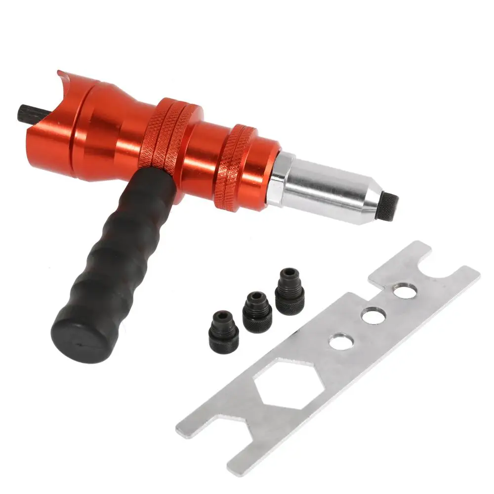 Electric Rivet Gun Drill Nut Riveting Tool Cordless Riveting Riveter Adapter Kit Rivet Nut Gun Drill Adapter with 200 Rivets