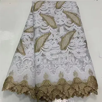 

2020 Latest High Quality African Lace Fabric White French Net Embroidery Tulle Lace Fabric For Nigerian Wedding Party Dress