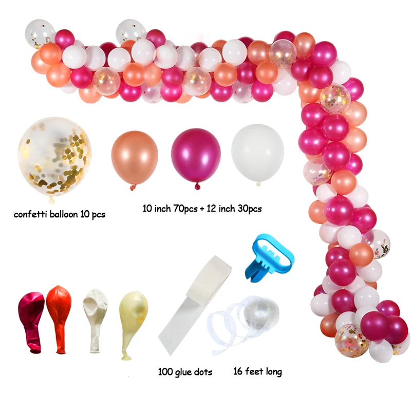 Cyuan Pink White Baby Shower Girl Balloon Garland Baloon Arch Backdrop Decor for Kids Pink Themed Pastel Party Birthday Supplies - Цвет: 113pcs kit-B