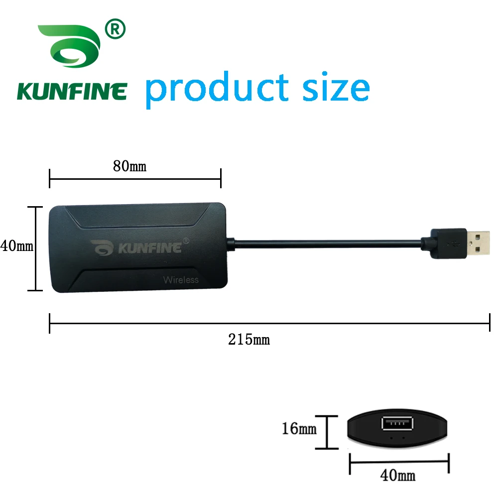 KUNFINE Wireless Wire Apple CarPlay Dongle for Android Car stereo Unit USB Carplay Stick with Android AUTO  (3)