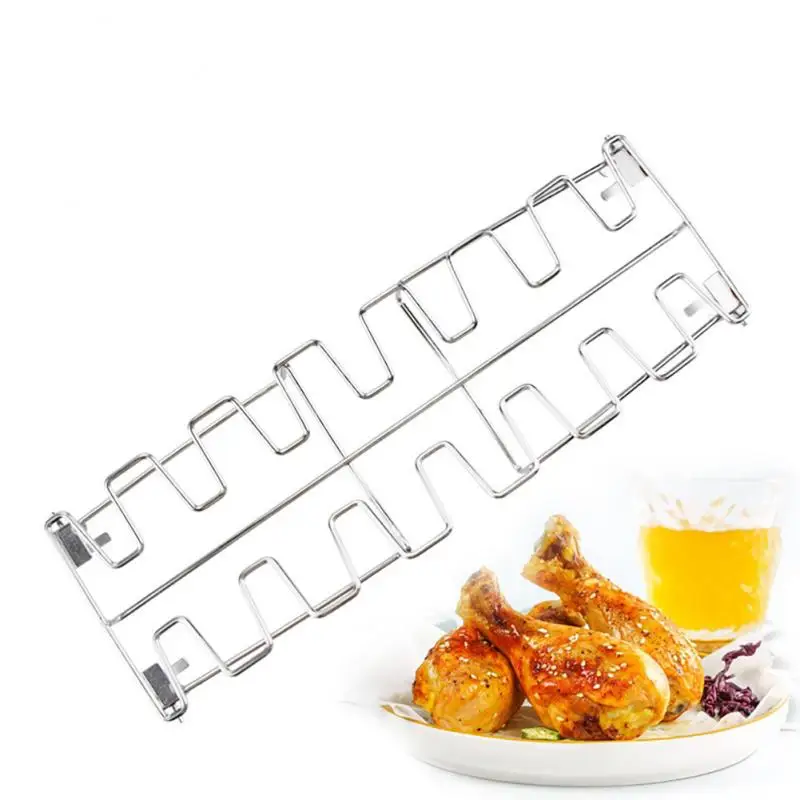 1 PcFoldable BBQ Chicken Leg Wing Grill Rack Stainless Steel Barbecue