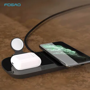 

10W Qi Wireless Charger Base For iPhone 11 SE 2 XS XR X 3 in 1 Fast Charging Dock Station For Apple Watch 5 4 3 2 1 Airpods Pro