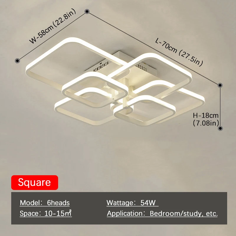 spot light lamp Modern LED Chandelier With Remote Control For Living Room Dining Bedroom Study Ceiling Lamp White Square Smart Lighting Fixtures adjustable spotlights LED Spotlights