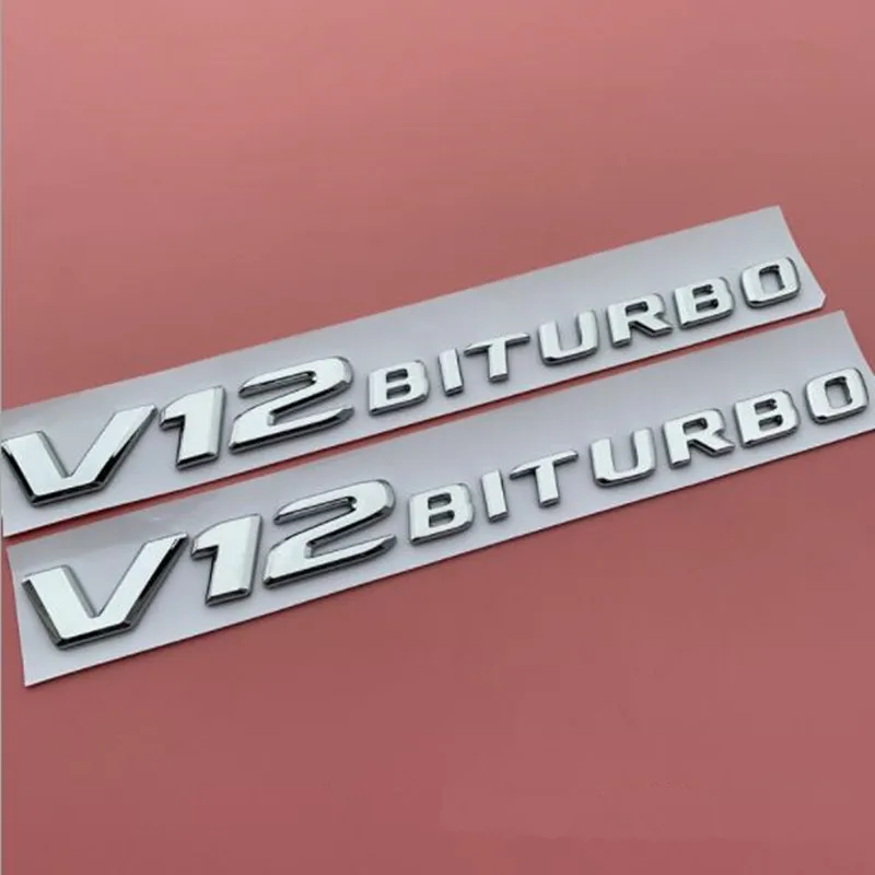 ABS хром серебро для Mercedes Benz C43 C63 E43 E63S C63S S63L S65L E53 задний багажник эмблема логотип эмблема на багажник буквы автомобиля Наклейка - Цвет: V12 2PC