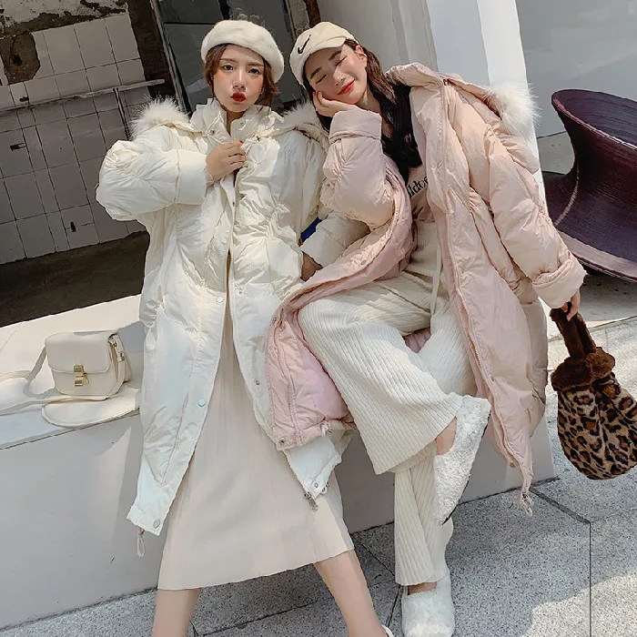 

2019 New Style down Jacket Women's Mid-length Korean-style Dongdaemun over-the-Knee down Coat Oversize Cotton Overcoat Fashion