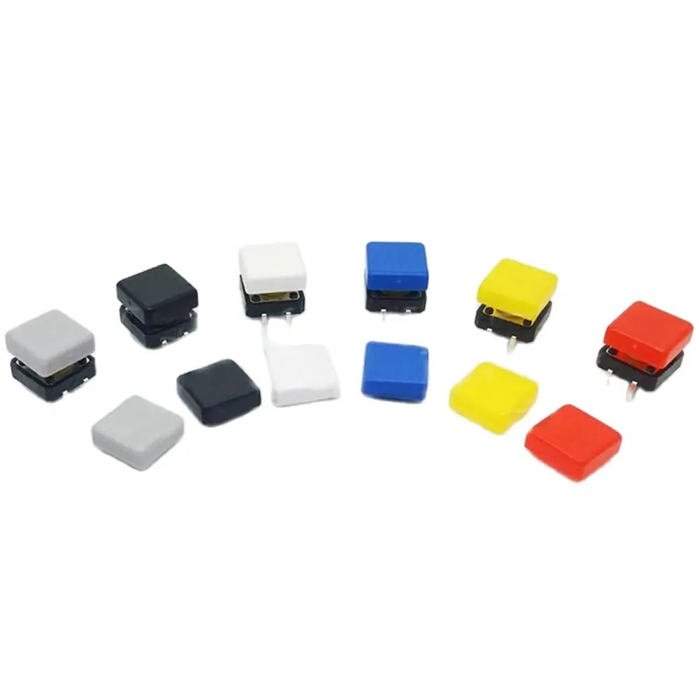 100pcs 12*12mm Push Button Cap Square Type Multi Color Cover For