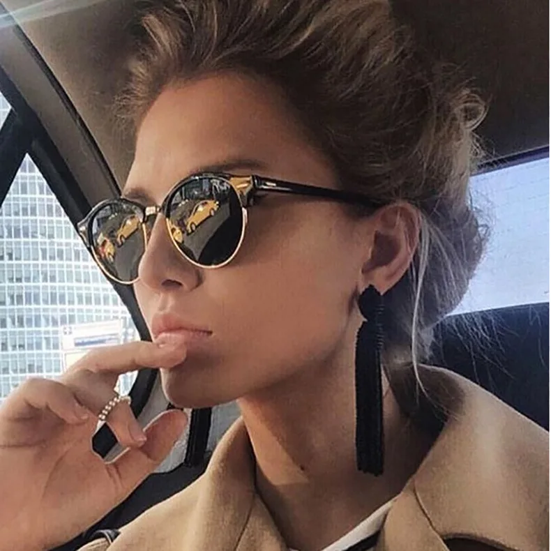 big sunglasses for women Fashion Rimless Sunglasses UV400 Eyewear Women Retro Cutting Lens Gradient Design Vintage Rhinestone Sunglasses Shades oculos best sunglasses for big nose