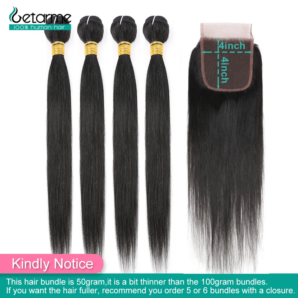 Straight Bundles Closure Brazilian with Non-Remy 4--4 Tissage Bresiliens Avec Low-Ratio