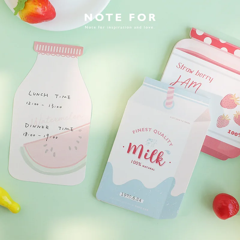 

1PC Milk Bottle Design Memo pad 30 Sheets Sticky Notes School Student Memos Craft Office Notepad Gift Supplies PH214