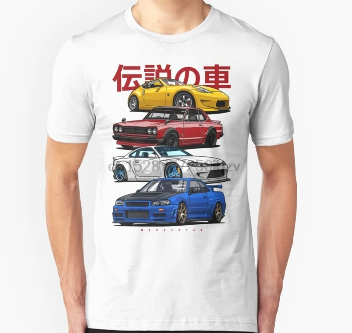 Мужская футболка JDM Mix. Skyline R34 Silvia S15 Hakosuka и 370Z унисекс с принтом Футболки|Футболки|