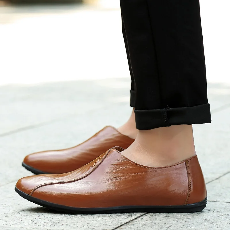 

Mring spring new men's leather shoes a pedal slipper lazy beanie shoes leather trend casual men's shoes
