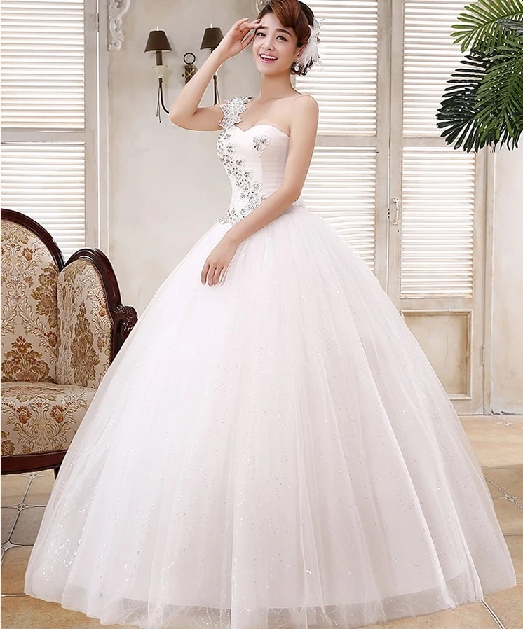 Vestido De Noiva A line одно плечо свадебное платье аппликация кружева блестки Свадебные платья obe De Mariage Винтаж