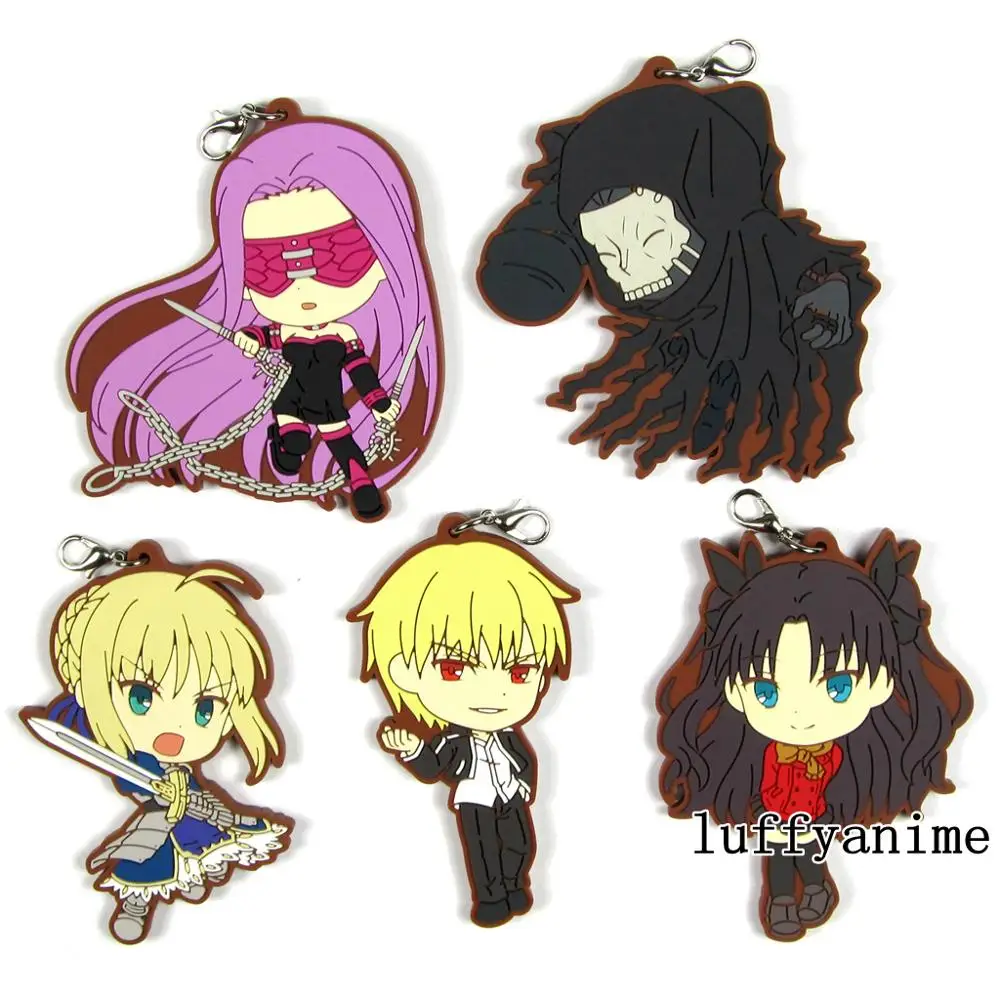 

Fate/stay night HF rubber pendant anime rider SABER Gilgamesh Tohsaka Rin Hassan Sabbah strap phone charm Accessories Keychain