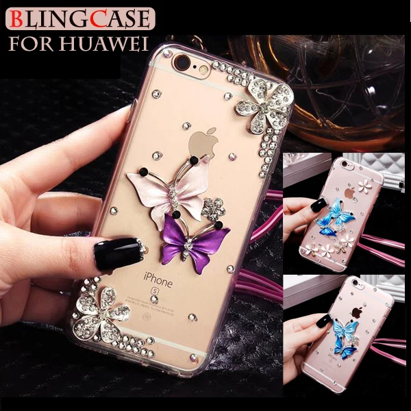 For HuaWei Nova 3 3i 5 6 SE Y5 Y6 II Y7 Y9 Prime 2018 2019 Honor Play Enjoy 10 10s Butterfly Diamond Flower Rhinestone case | Мобильные