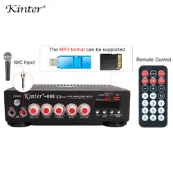 Kinter-008 дома hifi Усилители домашние аудио 2,0 канала 30 Вт Питание Мощность AC 220 В в USB SD карты вход играть стерео звук FM радио MIC вход